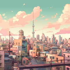 Anime Metropolis: Tokyo Cityscape in Captivating Anime Style