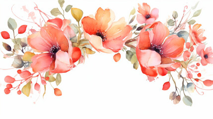 Fototapeta na wymiar Watercolor flower frame. IA generative.