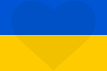 The flag of Ukraine with heart shape.