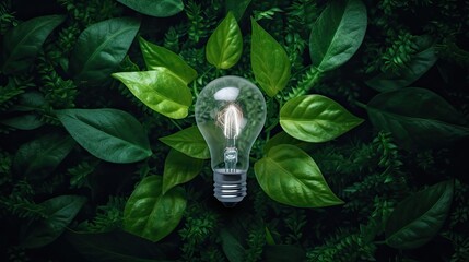 Green eco friendly lightbulb, green energy concept	