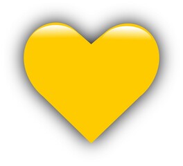 Yellow heart isolated on white background.