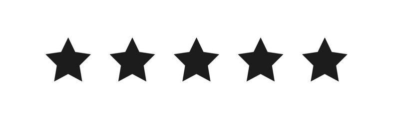 Product rating or customer review with black stars flat vector icons for apps and websites. set of stars isolated on white background. Star icon. Stars in modern simple flat style vector