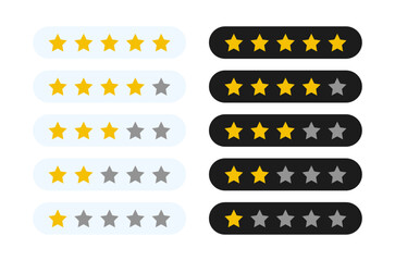 Product rating or customer review with gold stars flat vector icons for apps and websites. set of stars isolated on white background. Star icon. Stars in modern simple flat style vector
