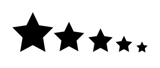 Product rating or customer review with black stars flat vector icons for apps and websites. set of stars isolated on white background. Star icon. Stars in modern simple flat style vector