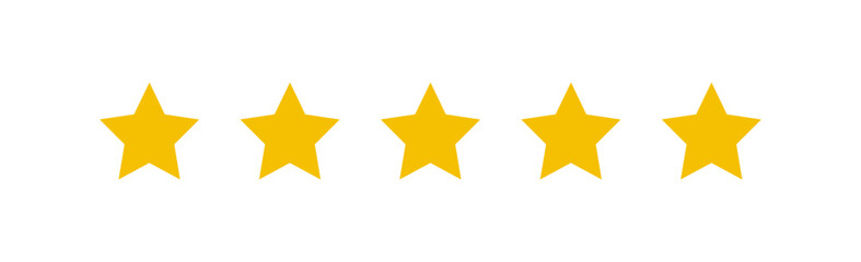 Fototapeta premium Product rating or customer review with gold stars flat vector icons for apps and websites. set of stars isolated on white background. Star icon. Stars in modern simple flat style vector