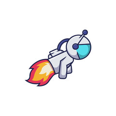 Rocket Astronaut Illustration. Cute Vector Cartoon Design Element 