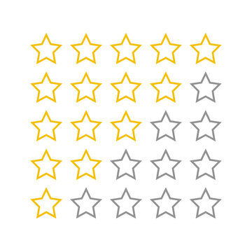 Product rating or customer review with gold stars flat vector icons for apps and websites. set of stars isolated on white background. Star icon. Stars in modern simple flat style vector