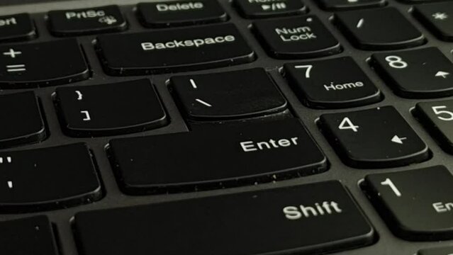 Enter key on laptop pc computer keyboard above a shift key