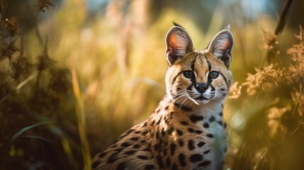 Obraz premium portrait of a serval in savanna
