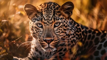 Fototapeta premium portrait of a leopard in nature 