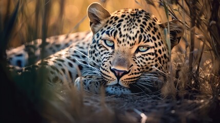 portrait of a leopard in nature 