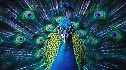 Fototapeta na wymiar peacock feather close up