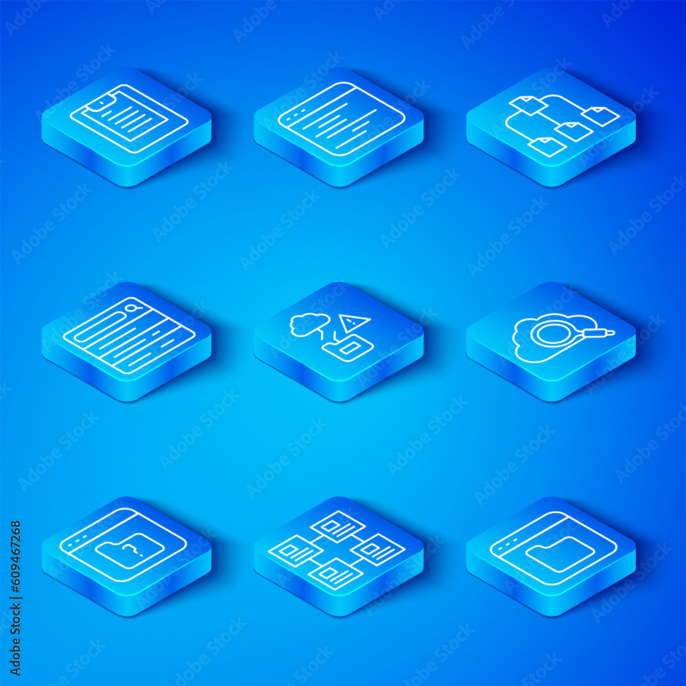 Aufkleber set line file missing, cloud technology data transfer, hierarchy organogram chart, search cloud comp