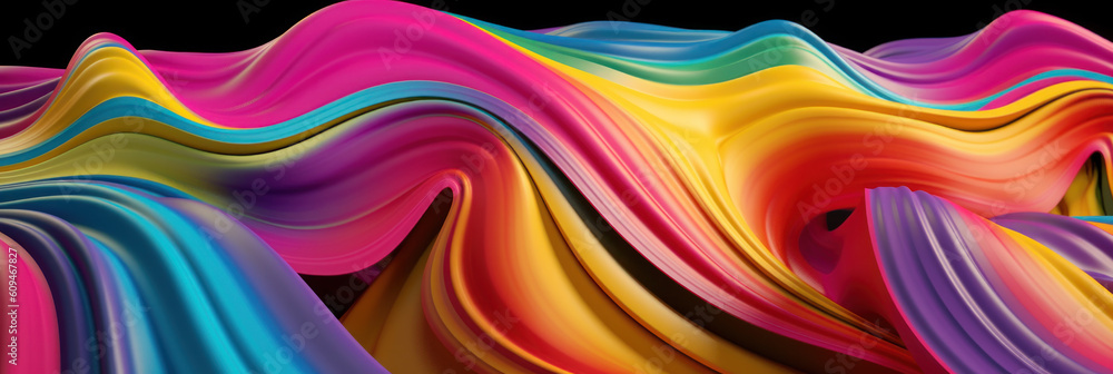 Aufkleber abstract modern spectrum multicolored texture, wallpaper with wavy layers and ruffles. ai generative