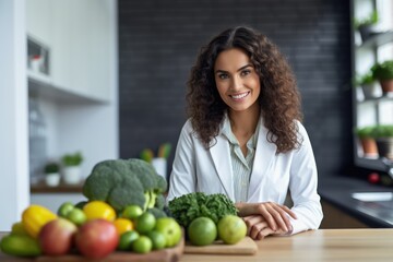 Female nutritionist at her workplace, AI Generated - obrazy, fototapety, plakaty