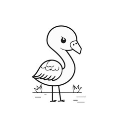 Flamingo chick flat vector illustration isolated on white background