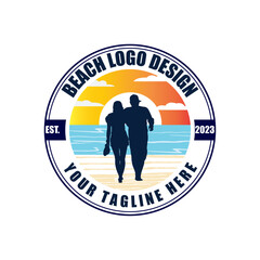outdoor logo, beach logo, advanture, travel logo premium vector