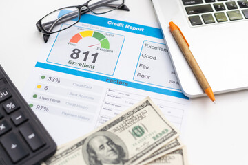 report credit score banking borrowing application risk form document loan business market concept - stock image