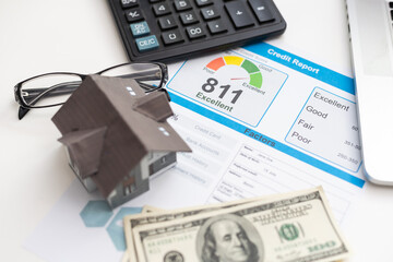 report credit score banking borrowing application risk form document loan business market concept - stock image