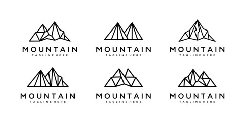 Mountain logo collection made with lines