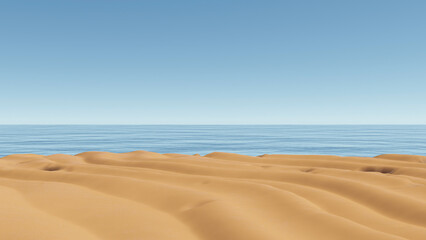 Fototapeta na wymiar sand beach and sea 3d illustration