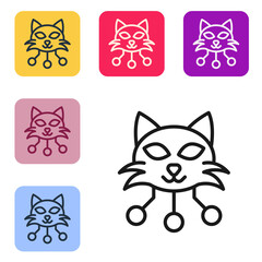 Black line NFT Digital crypto art icon isolated on white background. Non fungible token. Set icons in color square buttons. Vector