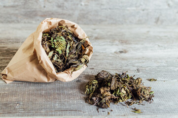 Green tea on a wooden background. High quality photo