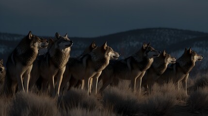 Wolf Pack's Collective Howl Beneath the Full Moon