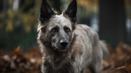 Fototapeta premium Belgian Laekenois's Focused Training in an Urban Park