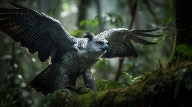 Harpy Eagle's Powerful Grasp in a Rainforest Canopy