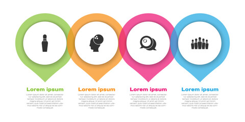 Set Bowling pin, ball, Billiard and . Business infographic template. Vector