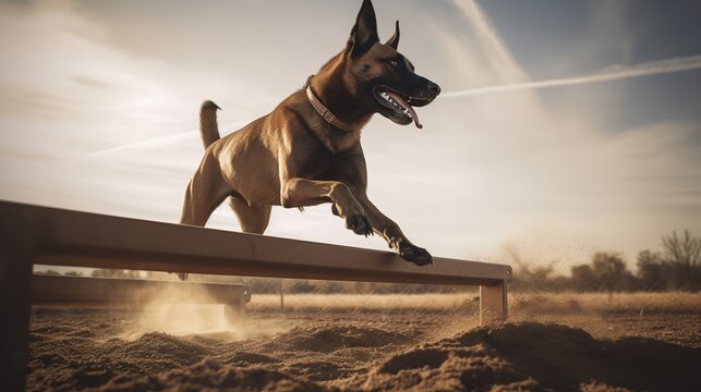 Belgian Malinois's Agility Training in the Field