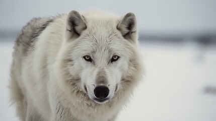 Arctic Wolf's Stare Down in the Frozen Wilderness