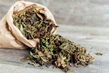 Green tea on a wooden background. High quality photo