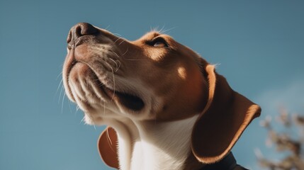 Naklejka premium Beagle Puppy's First Howl at the Backyard