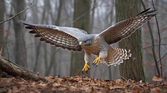 Goshawk's Ambush in a Deciduous Forest