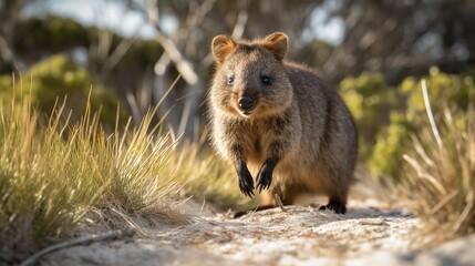 Obraz premium Quokka Frolicking on Rottnest Island