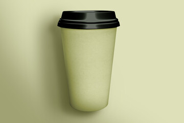 Coffee paper cup modern with minimal design. It's organic material for save world. Plastic- free. Realistic 3D rendering. 