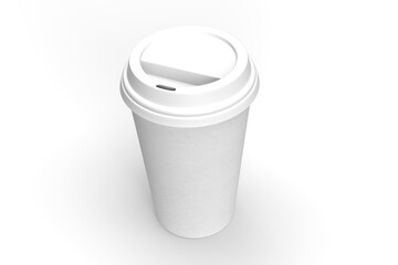 Coffee paper cup modern with minimal design. It's organic material for save world. Plastic- free. Realistic 3D rendering. 