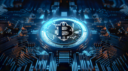 Bitcoin futuristic creative background image generative ai