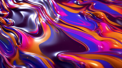 Neon multicolor metallic liquid background. IA generative.
