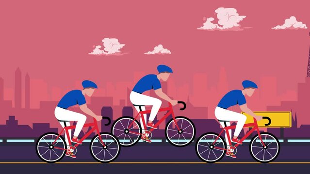 fun bike racing animation cartoon. tour de france