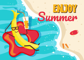 summer beach party, tropical beach poster. Vector illustration