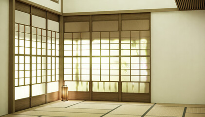 Nihon room design interior with door paper and wall room japanese style.