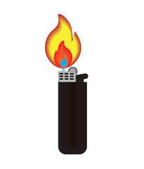 Vector illustration of a lit lighter on a white background