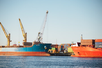 Large Cargo Container Ship sailing in the sea, cargo container transport