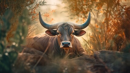 young buffalo in the field