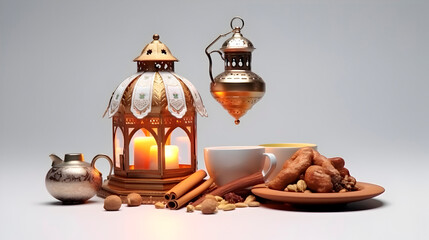 Fototapeta na wymiar Traditional Islamic holiday, Eid al Adha, Ramadan, tea ceremony, traditions, evening, night