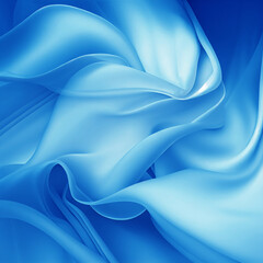 Light blue background texture, silk material in smooth waves and folds, elegant luxury blue background, wavy curvy drapes and folds in swirl pattern. AI Generative.
