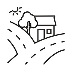 home, tree, road, village home icon